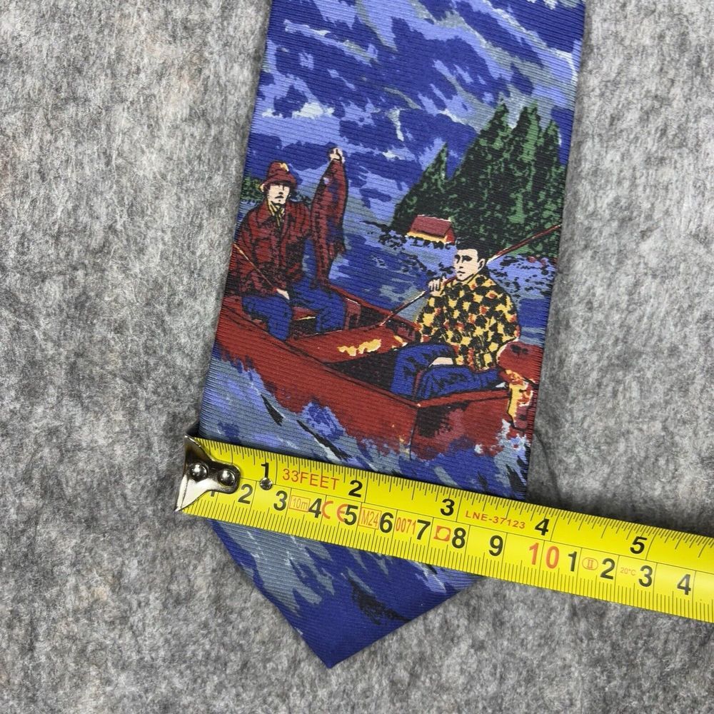 Vintage GAP Fishing Hunting Neck Tie Outdoors 90s‎ USA Silk Blue Nature - Picture 4 of 9